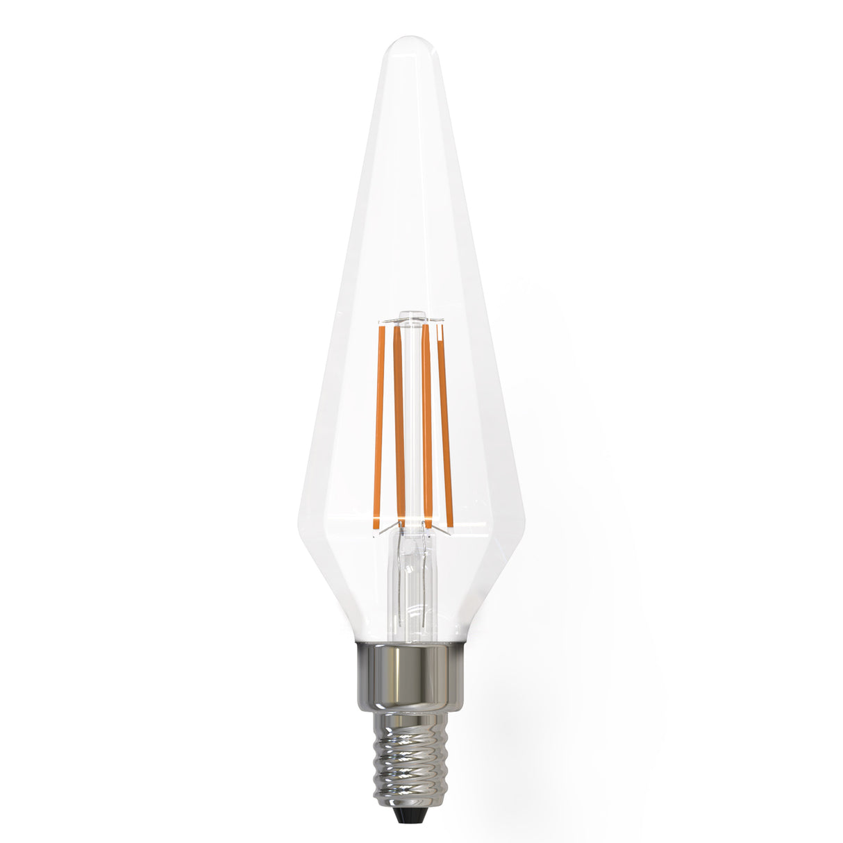 Bulbrite LED Filament 4 Watt Dimmable Prism Light Bulb with a Clear finish and Candelabra (E12) Base - 3000K Soft White Light, 350 Lumens