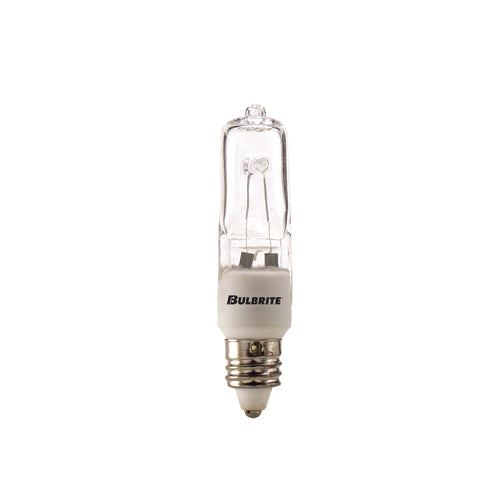 Bulbrite Halogen Dimmable 120-Volt T4 Mini Bulbs with Clear Glass Finish and Mini-Candelabra (E11) Screw Base, 100 Watt, 2900K (Soft White Light)