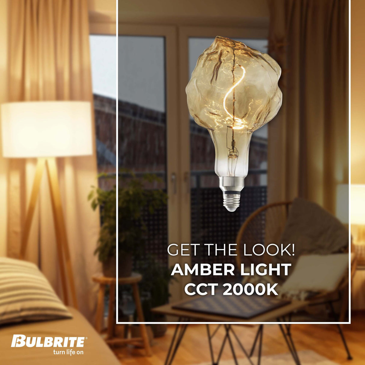 Bulbrite LED Grand Filament Nostalgic Glacier Shaped Light Bulb, 60 Watt Equivalent, Medium Base (E26),2000K, Antique