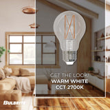 Bulbrite 776872, 5 Watt Dimmable Clear Filament A19 Medium (E26) LED Bulb - 450 Lumens, 2700K, and 90 CRI