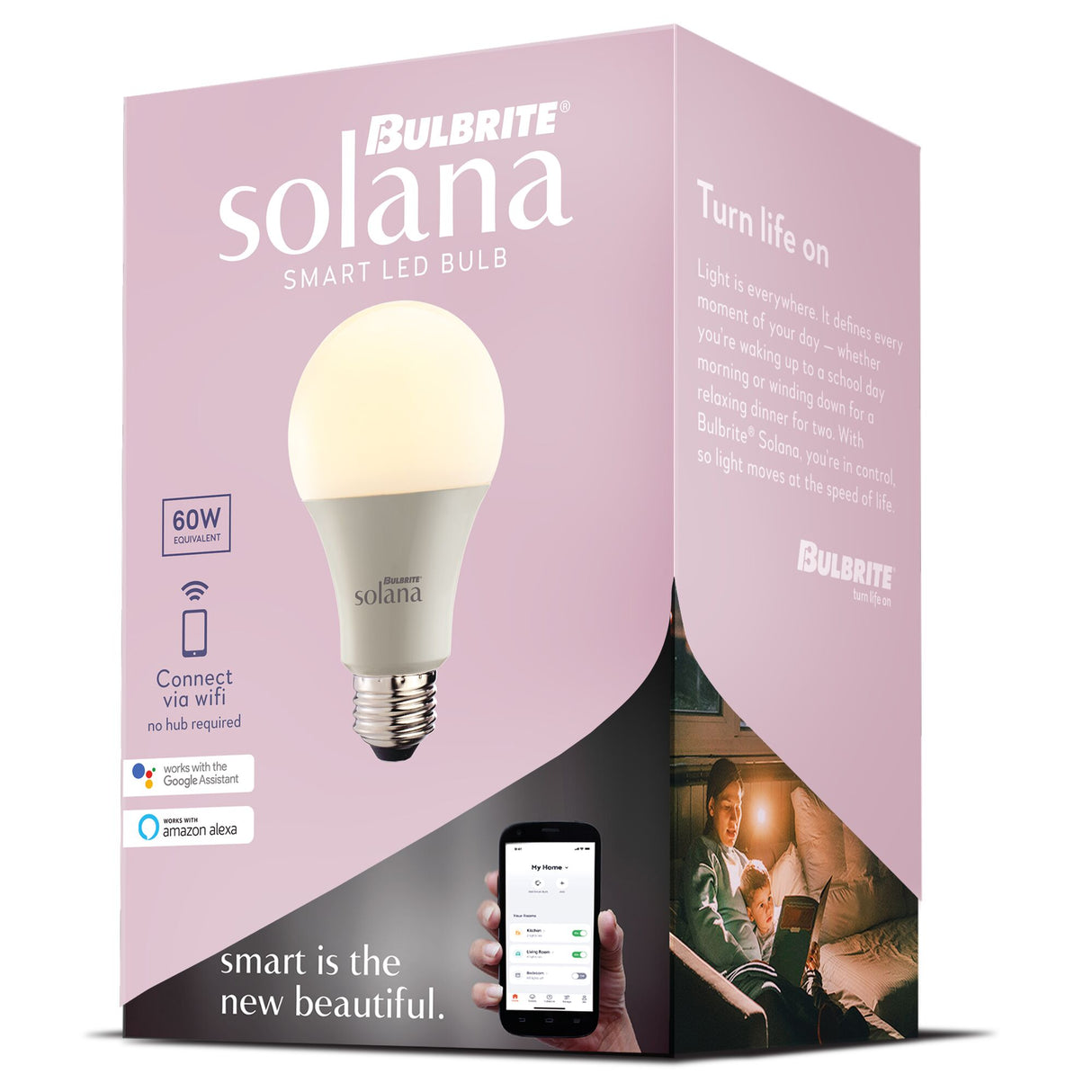 Bulbrite A19 Solana WiFi Connected LED Alexa Smart Light Bulb, Single-A19,Tunable Range  2200K-6500K,  Frost