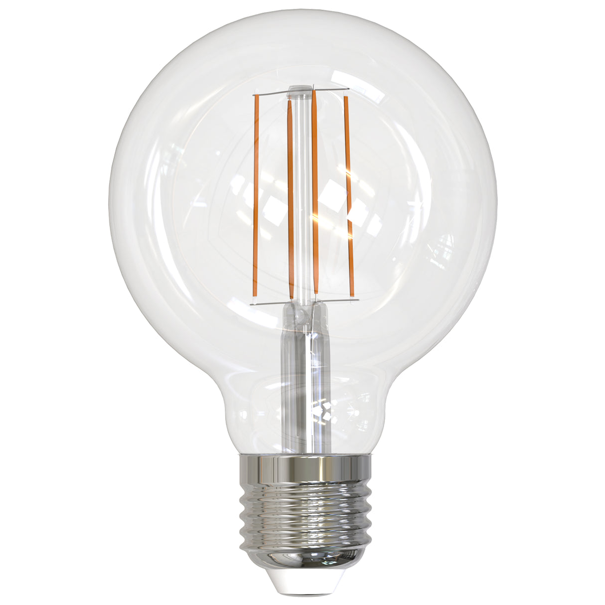 Bulbrite LED Filament 8.5 Watt Dimmable G25 Light Bulb with Clear finish and Medium (E26) Base - 5000K Soft Daylight, 800 Lumens