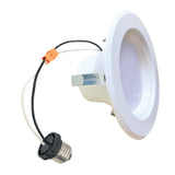 Bulbrite LED Retrofit Recessed Downlights with E26 Quick-Connect Socket, White Round - Baffled Trim - Regressed, 2700K, 650 Lumens