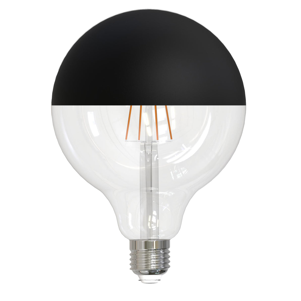 Bulbrite LED Filament 6 Watt Dimmable G40 Light Bulb with Half Black finish and Medium (E26) Base - 2700K Warm White Light, 500 Lumens