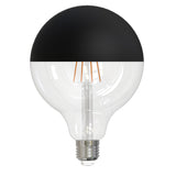 Bulbrite 776836, LED Filament 6 Watt Dimmable G40 Light Bulb with Half Black finish and Medium (E26) Base - 2700K Warm White Light, 500 Lumens