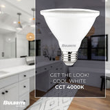 Bulbrite 10 Watt Dimmable Flood PAR30 Short Neck Medium (E26) LED Light Bulb - 4000K (Cool White Light), 800 Lumens