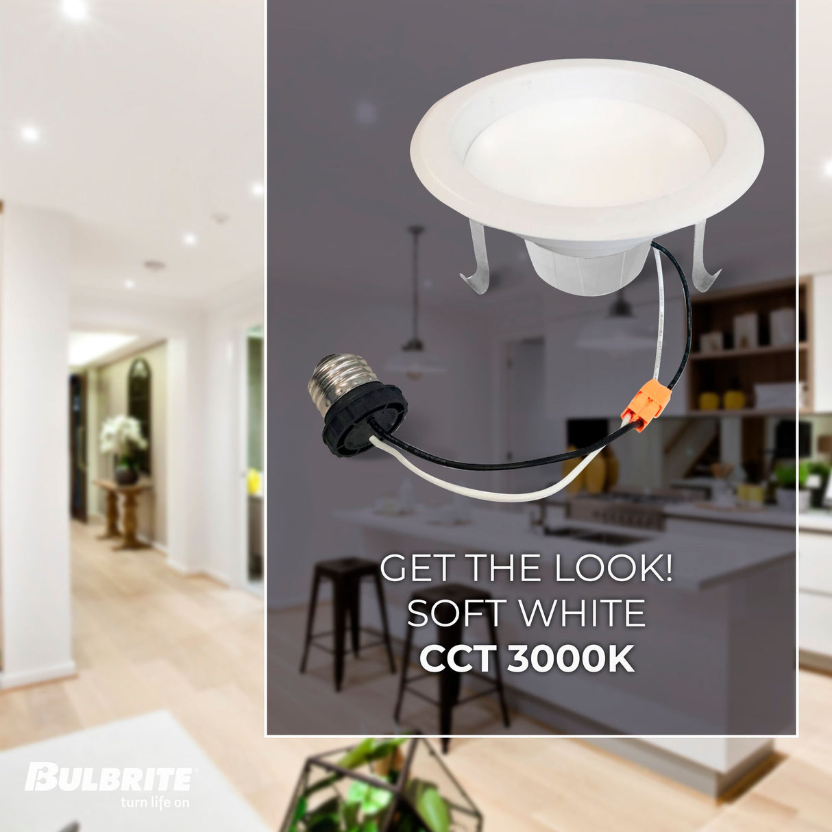 Bulbrite 12 Watt 4" Integrated LED Recessed Downlight with E26 Quick Connect Adapter, 3000K Soft White Light, 1100 Lumens