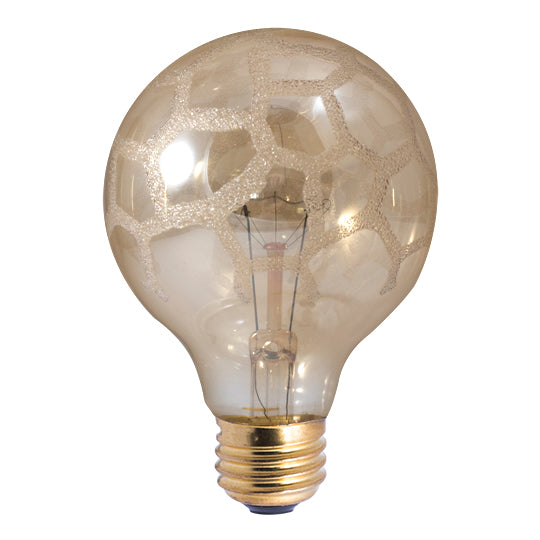 Bulbrite Crystal Collection 40 Watt Globe G25 Incandescent Light Bulbs with Amber Marble Glass Finish and Medium (E26) Screw Base