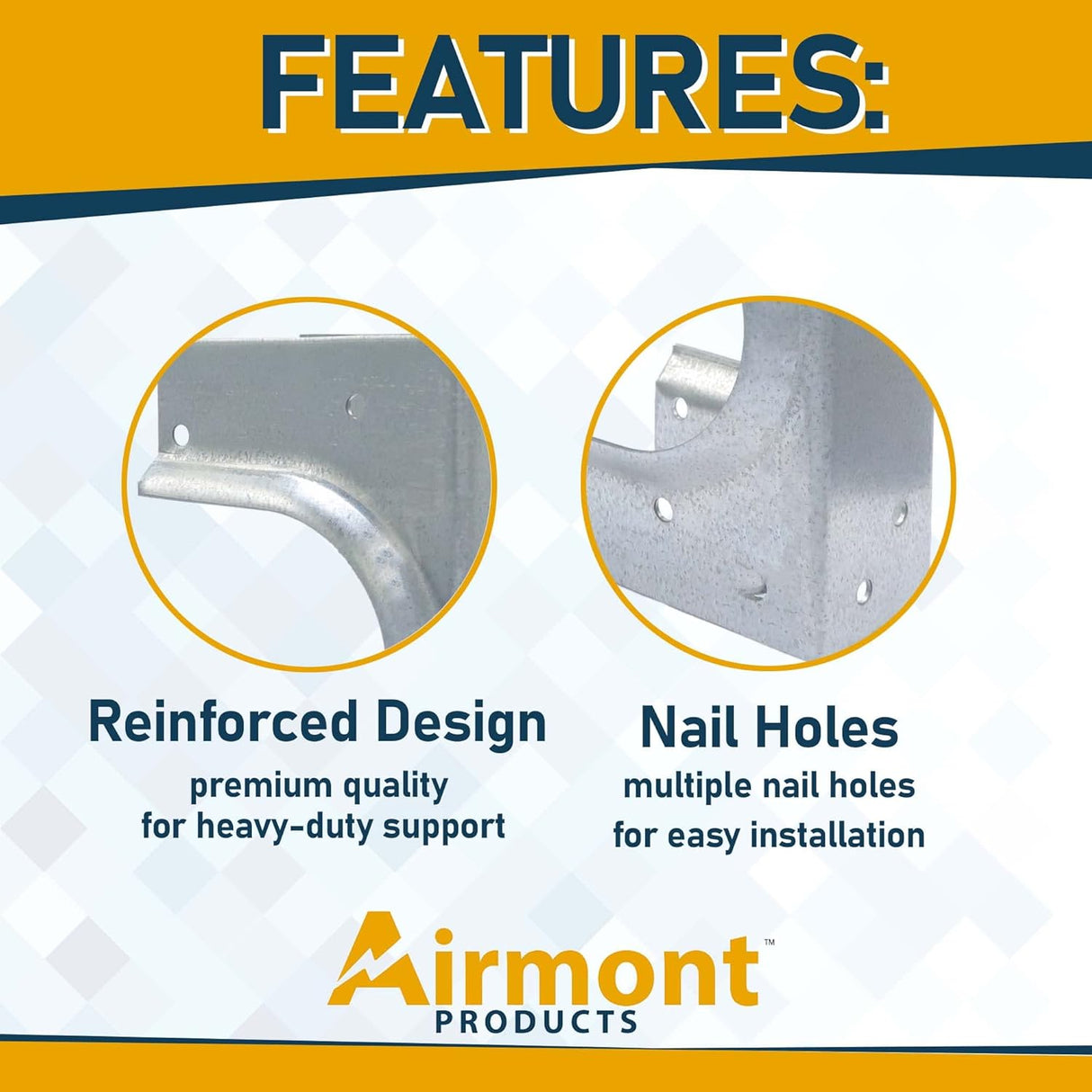 (25 Pack) Airmont Products AP-533-1, Metal Stud Shoes for Single Wood Studs, Fits up to 2-1/2 Inch Pipes, Reinforced Rib for Premium Durability and Extra Support, Made in USA