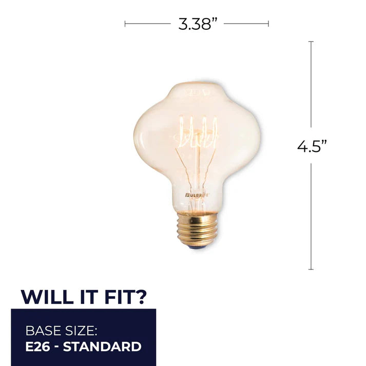 Bulbrite 132521, Nostalgic Collection Dimmable 40 Watt BT27 Incandescent Light Bulbs with Antique Glass Finish and Medum (E26) Screw Base, 2200K (Amber Light)