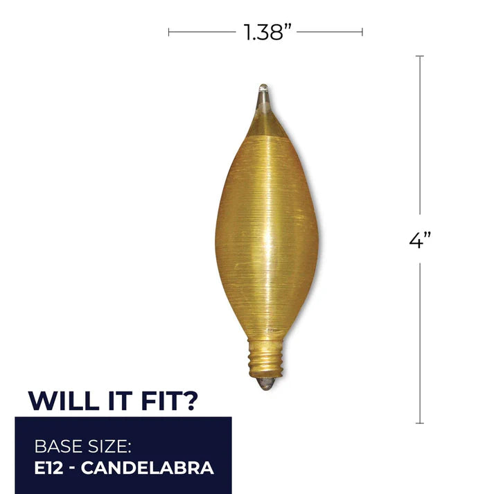Bulbrite 430125, Spunlite Dimmable 25 Watt C11 Specialty Incandescent Light Bulbs with Amber Finish and Candelabra (E12) Screw Base