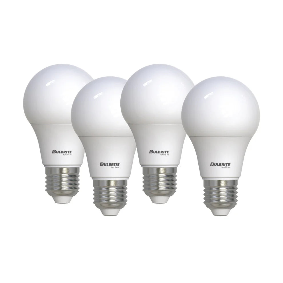 (4 Pack) Bulbrite 774253, 9 Watt LED A19 Light Bulb, 2700k E26 Base, 800 Lumens, Dimmable
