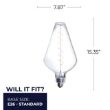 Bulbrite 776305, LED Grand Spiral Filament Diamond Shaped Light Bulb, Medium Base (E26),1-Pack, Clear