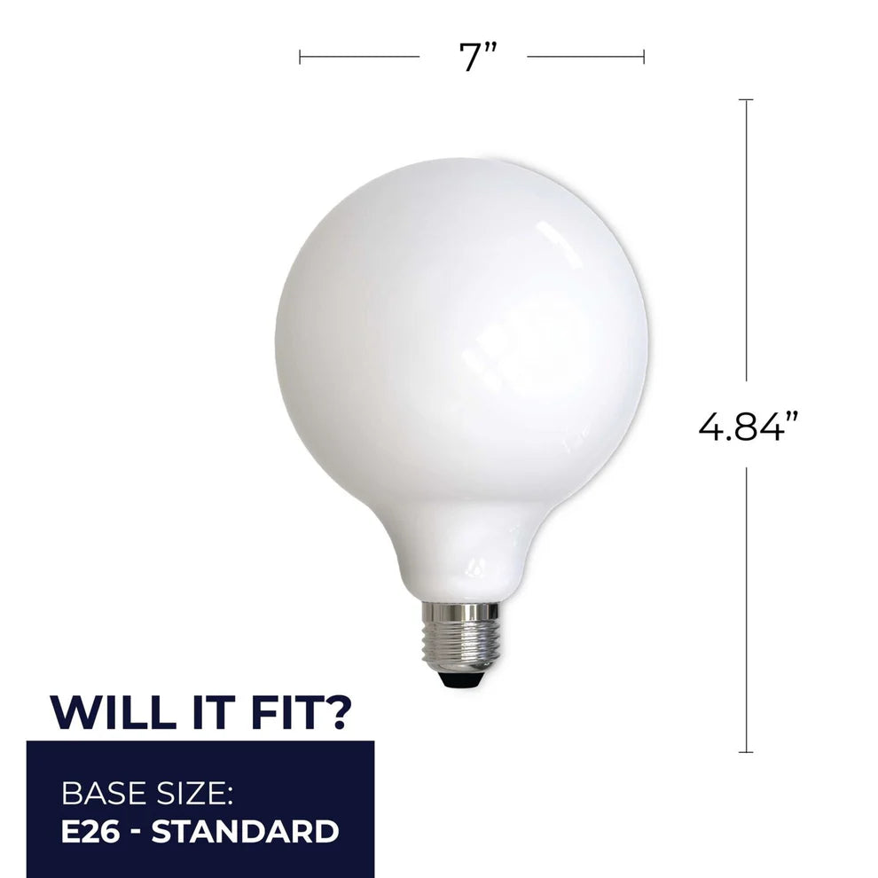 Bulbrite 776899, LED Filament 8.5 Watt Dimmable G40 Light Bulbs with a Milky Finish and Medium (E26) Base - 3000K (Soft White Light), 800 Lumens
