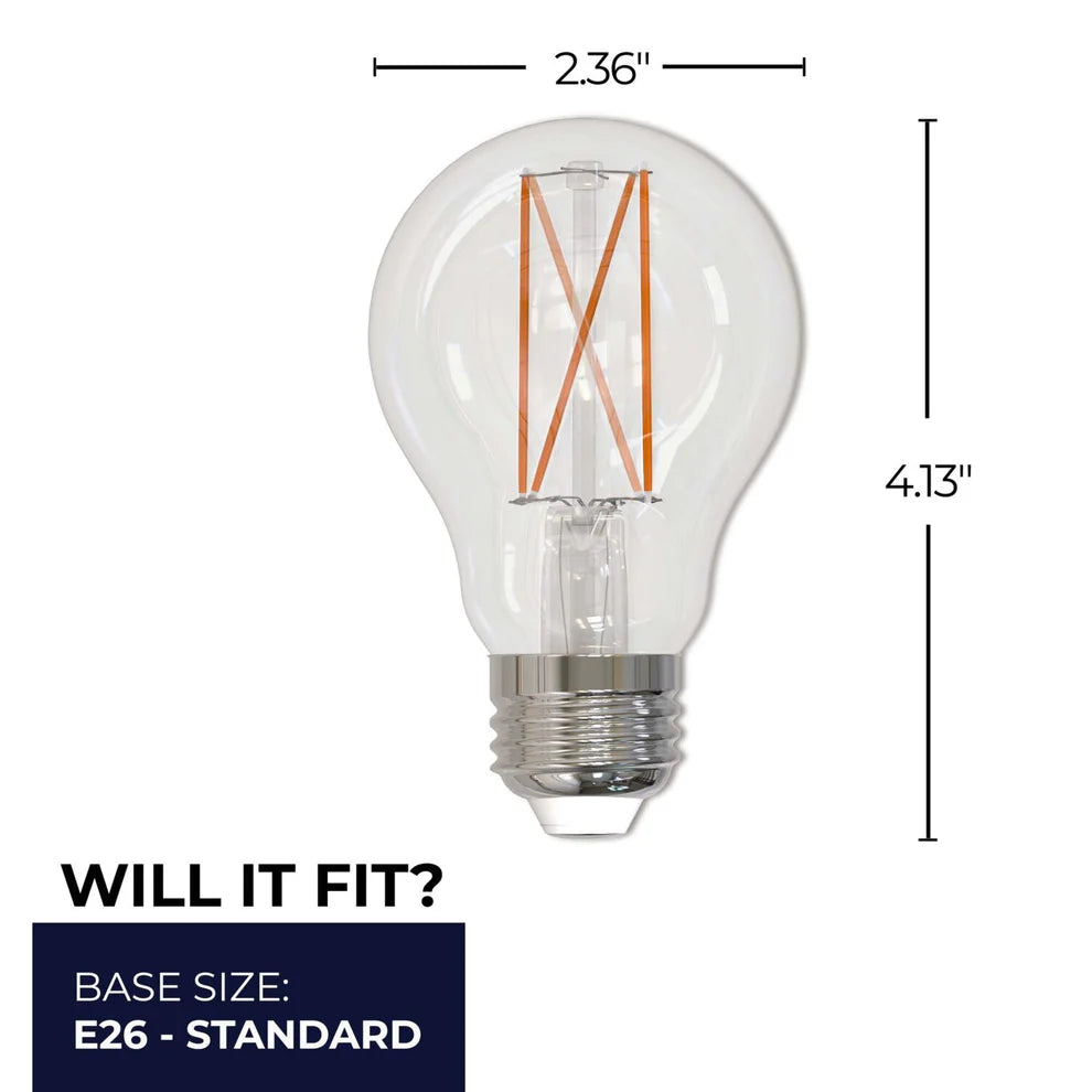Bulbrite 776916, LED Filament 14 Watt Dimmable A19 Light Bulb with Clear Glass Finish and Medium (E26) Base - 3000K (Soft White Light), 1600 Lumens
