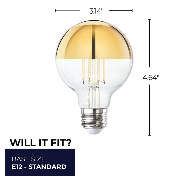 Bulbrite 776923, LED Filament 4.5 Watt Dimmable G25 Light Bulb with Half Gold Glass Finish and Medium (E26) Base - 2700K (Warm White Light), 350 Lumens
