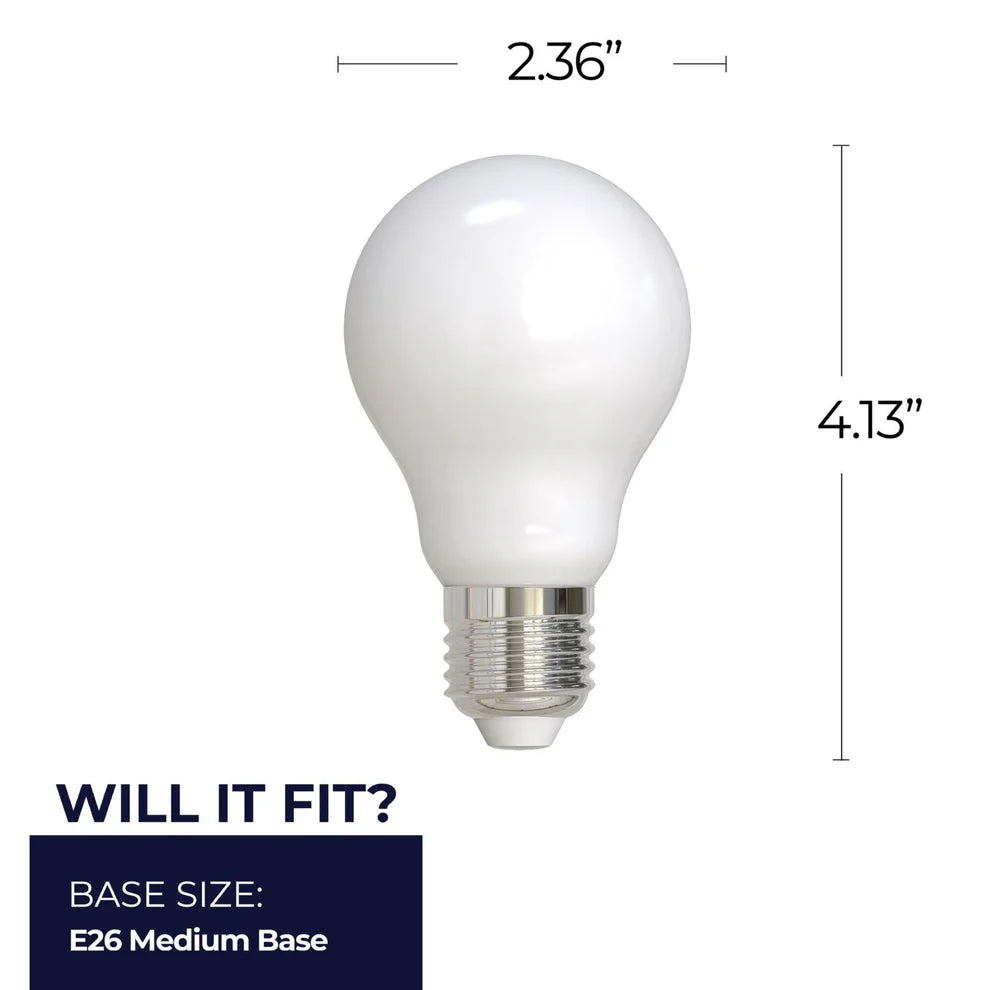 Bulbrite 776953, LED Filament 2.5 Watt Dimmable A19 Light Bulb with Milky finish and Medium (E26) Base - 2700K Warm White Light, 250 Lumens