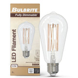 Bulbrite 776985, LED Filament 8.5 Watt Dimmable ST18 Light Bulb with Clear finish and Medium (E26) Base - 5000K Soft Daylight, 800 Lumens