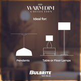 Bulbrite 9 Watt LED A19 Light Bulb, Warm Dimming 3000K (Soft White) - 1800K (Candlelight), 800 Lumens