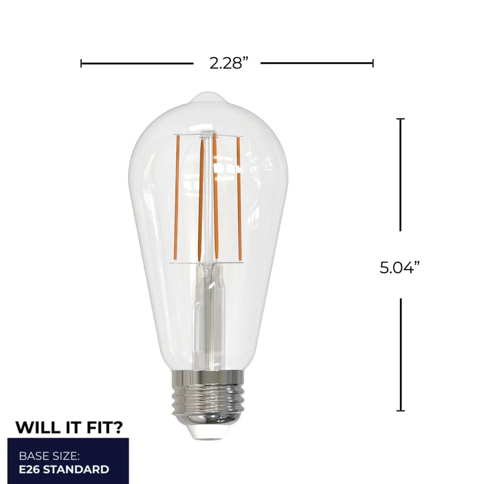 Bulbrite 776935, LED Filament 8.5 Watt Dimmable ST18 Light Bulb with Clear finish and Medium (E26) Base - 4000K Cool White Light, 800 Lumens