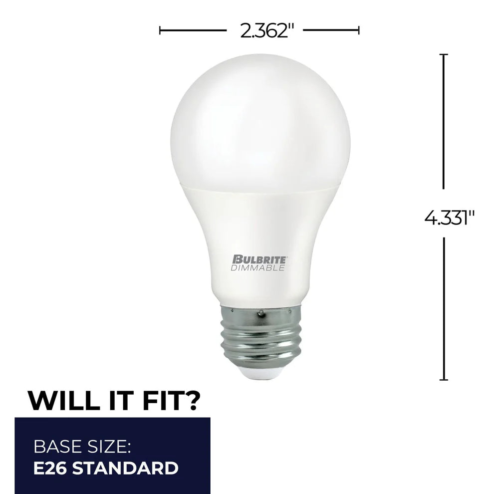 Bulbrite 774238, LED Filament 9 Watt Dimmable A19 Light Bulb with Frost Glass Finish and Medium (E26) Base - 2700K (Warm White Light), 800 Lumens