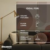 Bulbrite 776921, LED Filament 2.5 Watt Dimmable G16 Light Bulb with Half Gold Glass Finish and Candelabra (E12) Base - 2700K (Warm White Light), 200 Lumens