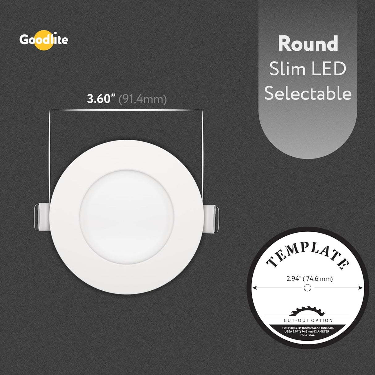 Goodlite G-20220, 3" Round Flushed LED Recessed Wafer Downlight, Selectable CCT