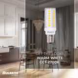 Bulbrite 5-Watt T6 LED Light Bulb, Dimmable (550 Lumen, 2700K Warm White, 25000hrs) E12 Base