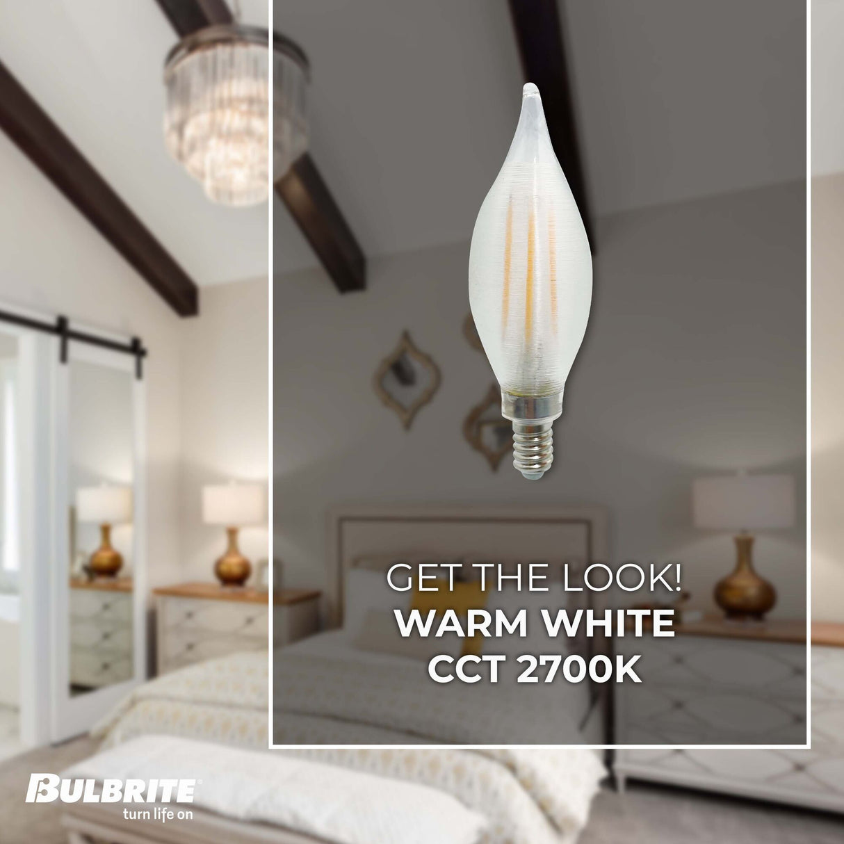 Bulbrite Spunlite 4 Watt Dimmable C11 LED Filament Light Bulb with Satin Glass Finish and Candelabra (E12) Base - 2700K (Warm White Light), 350 Lumens