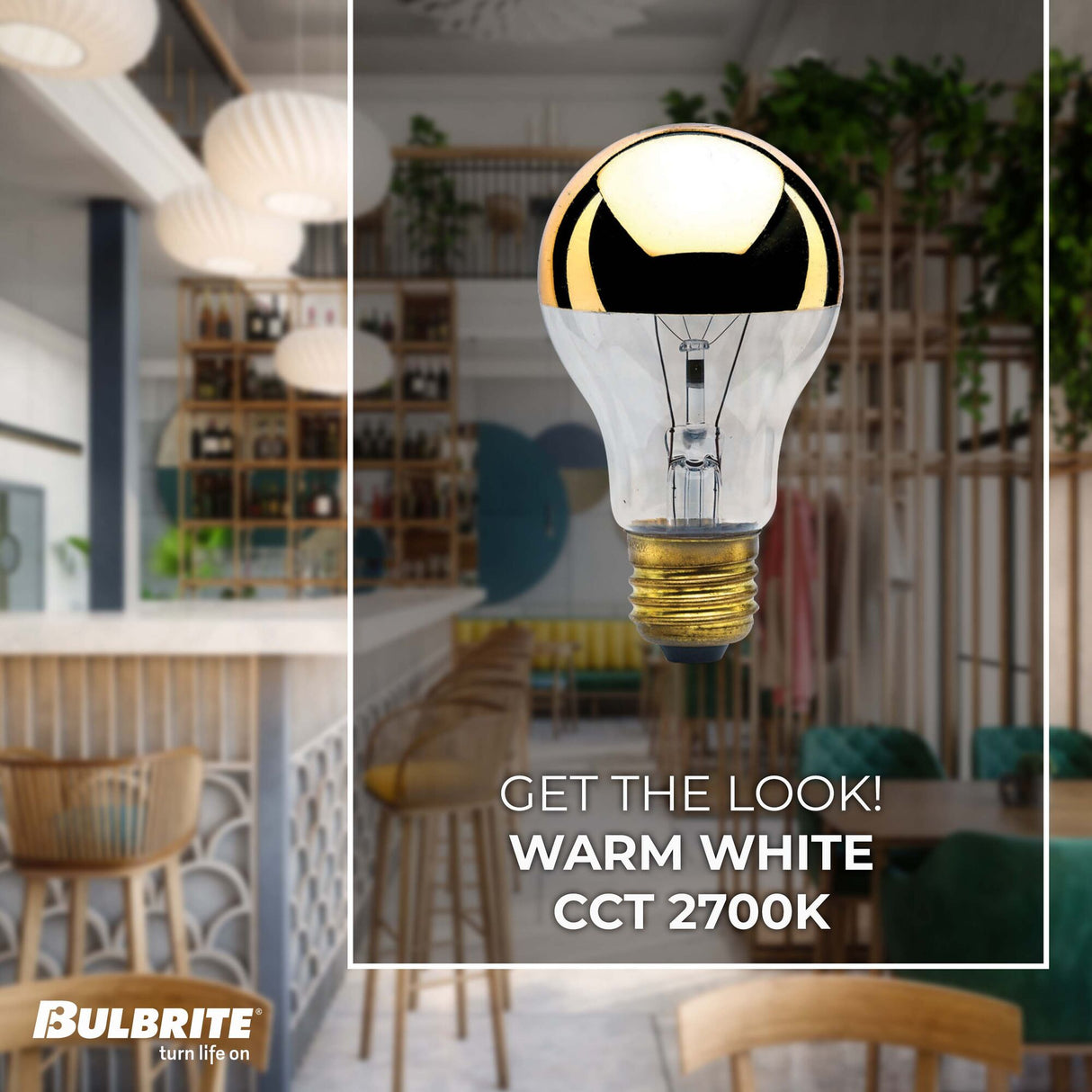 Bulbrite 60 Watt Dimmable Half Chrome G25 Incandescent Light Bulbs with Medium (E26) Base, 2700K Warm White Light