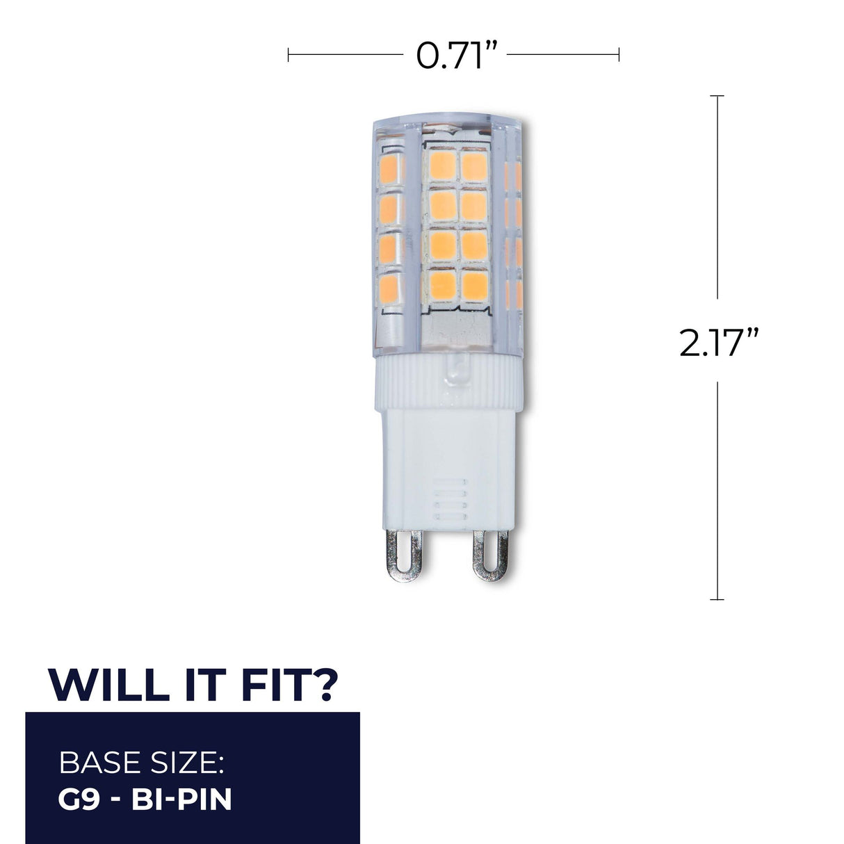 Bulbrite 770579, LED Mini T6 Dimmable Bi-Pin Base (G9) Light Bulb 35 Watt Equivalent 3000K, Clear