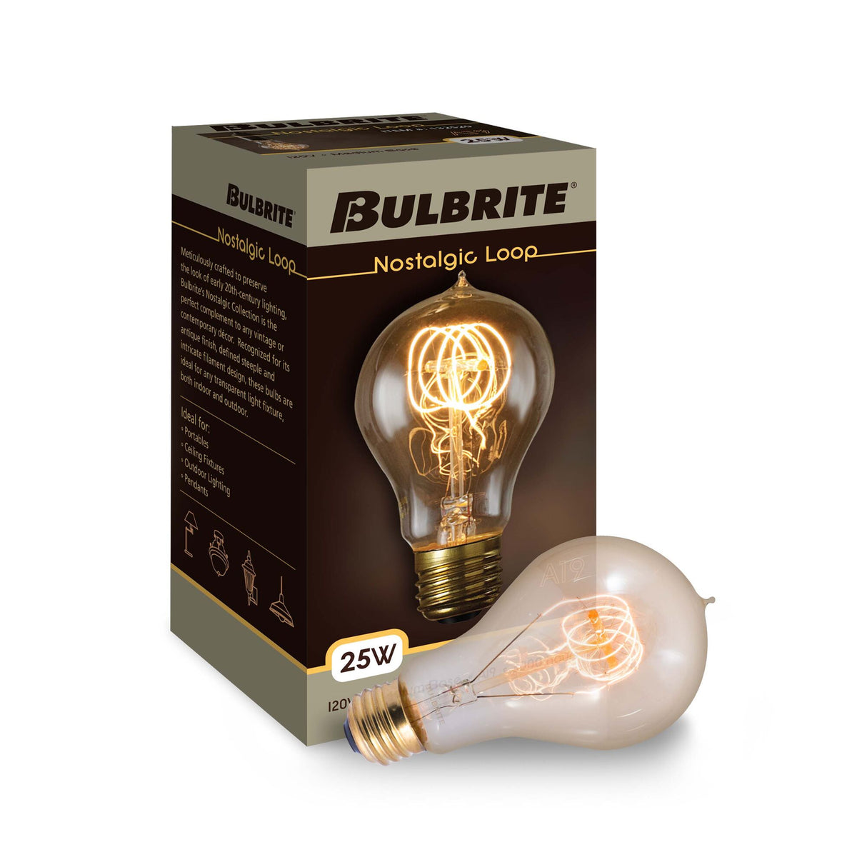 Bulbrite 25 Watt Dimmable Antique Nostalgic Loop Filament A19 Medium (E26) Incandescent Bulb