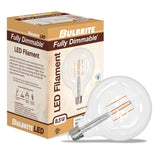 Bulbrite LED Filaments G40 Light Bulb with E26 base, Clear, 3000K, 800 Lumens