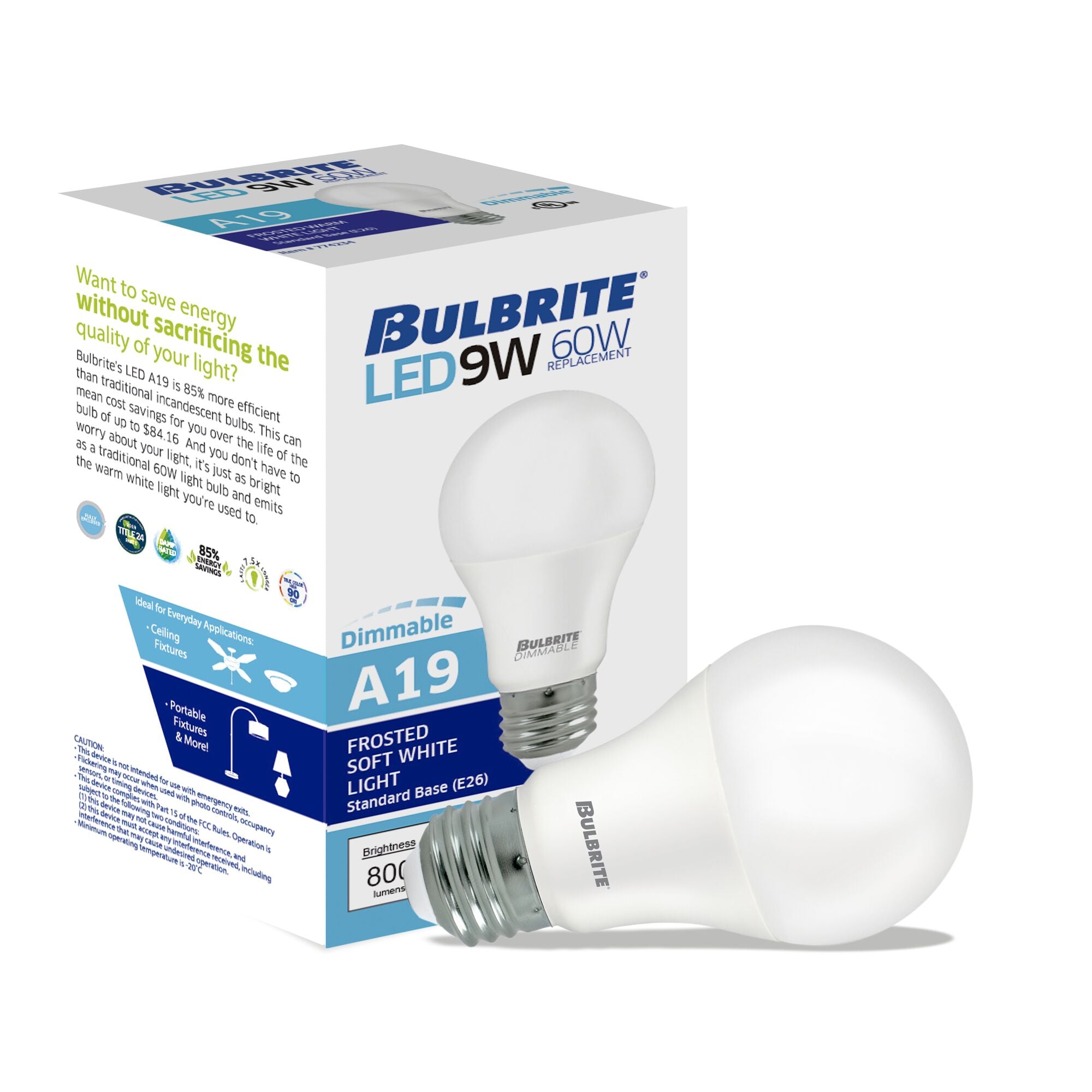 Bulbrite 774257 LED Filament A19 Light Bulb - Thumbnail 2