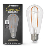 Bulbrite Curved LED Filament 4 Watt Dimmable Nostalgic Hairpin Filament ST18 Light Bulbs with Standard (E26) Base