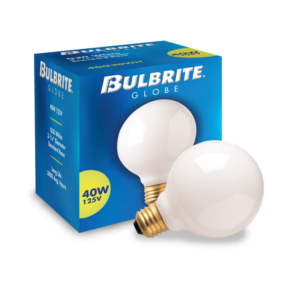 Bulbrite Incandescent G30 Medium Screw Base (E26) White finish Light Bulb, 40 Watt