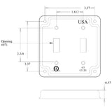 Mulberry Metal Products 11410U, 4 inch Square Galvanized Steel Double Toggle Switch Electrical Box Cover