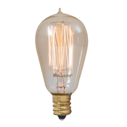 Bulbrite 25 Watt Dimmable Antique ST15 Nostalgic Thread Incandescent Light Bulbs with Candelabra (E12) Base, 2200K Amber Light