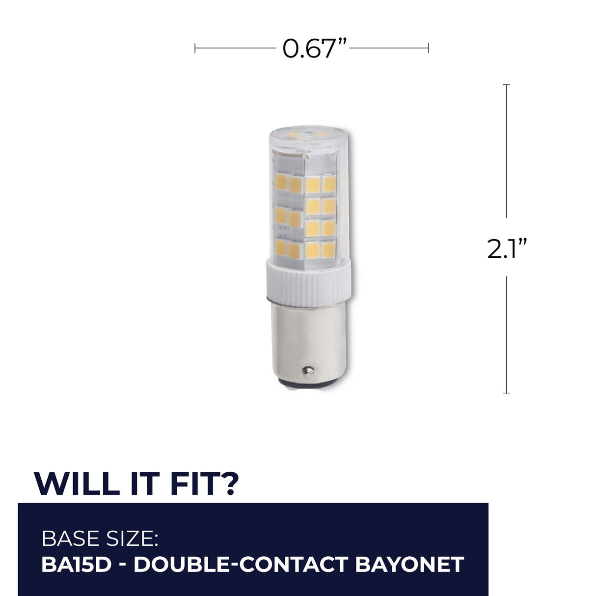 Bulbrite LED Mini T4 Dimmable Double-Contact Bayonet Base (BA15D) Light Bulb 35 Watt Equivalent 3000K, Clear