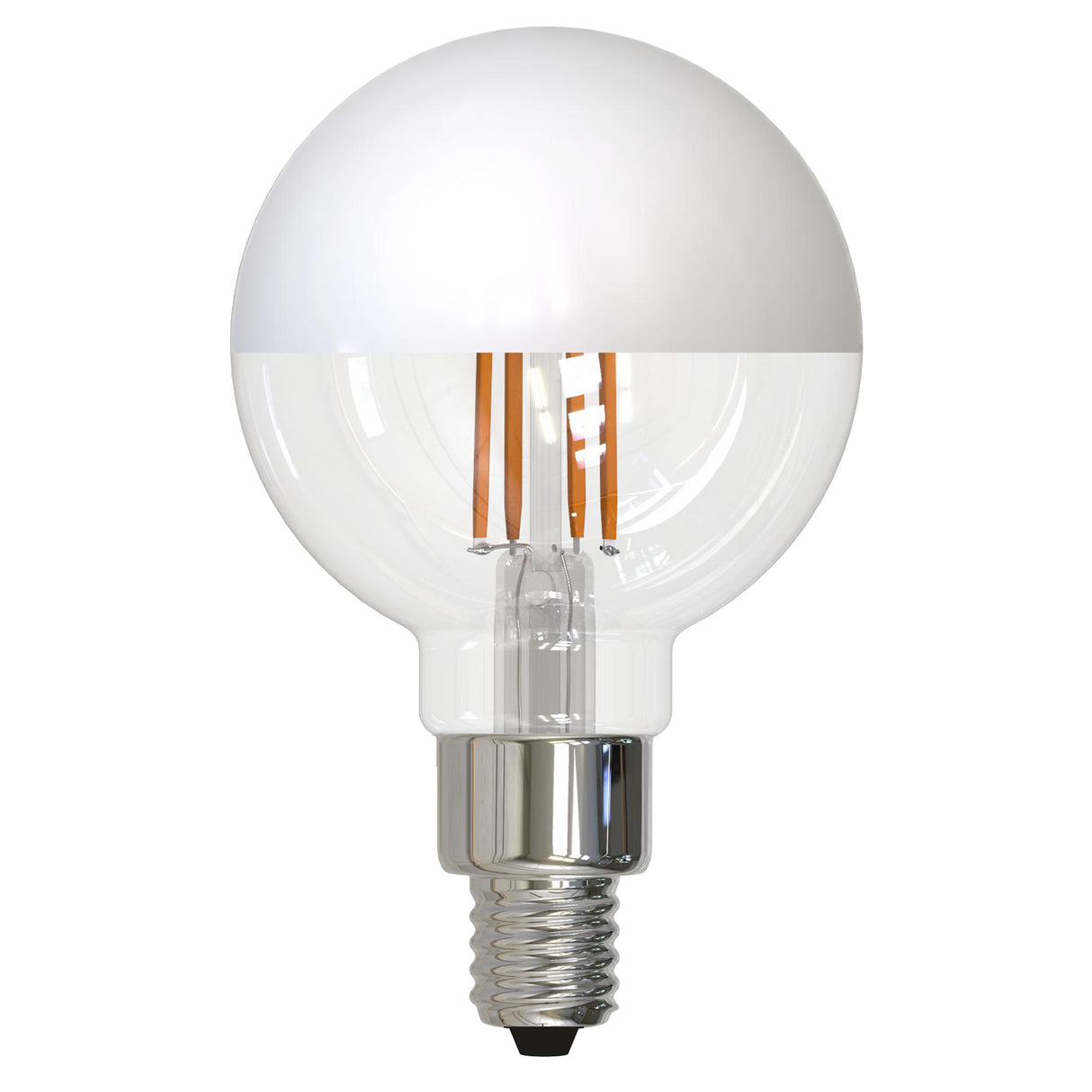 Bulbrite LED Filament 2.5 Watt Dimmable G16 Light Bulb with Half White finish and Candelabra (E12) Base - 2700K Warm White Light, 200 Lumens