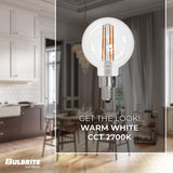 Bulbrite 776873, 4.5 Watt Dimmable Clear Filament G16 Candelabra (E12) LED Bulb - 350 Lumens, 2700K, and 80 CRI