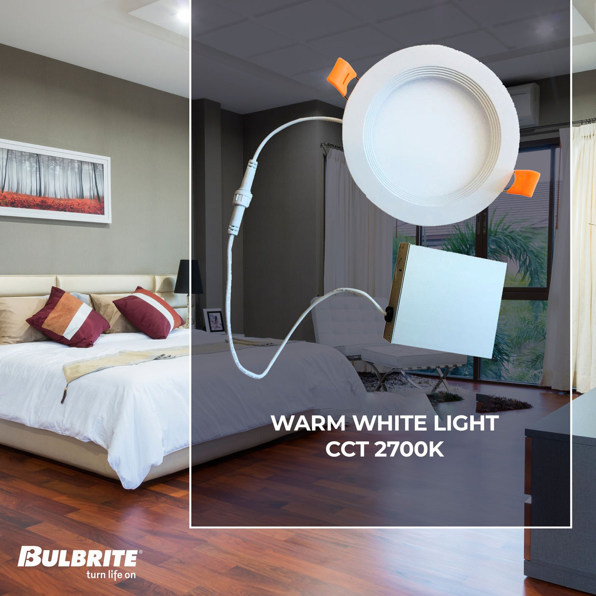 Bulbrite LED Recessed Downlights, Remote Metal Jbox, White Round - Baffled Trim - Ultra Slim, 2700K, 1400 Lumens