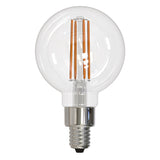 Bulbrite LED Filament 4 Watt Dimmable G16 Light Bulb with a Clear finish and Candelabra (E12) Base - 3000K Soft White Light, 350 Lumens