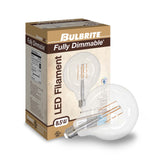 Bulbrite 776878, 8.5 Watt Dimmable Clear Glass G40 LED Light Bulbs with Medium (E26) Screw Base 2700K (Warm White Light), 800 Lumens