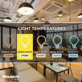 Bulbrite 60 Watt Dimmable Half Chrome G40 Incandescent Light Bulbs with Medium (E26) Base, 2700K Warm White Light