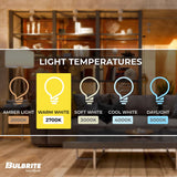 Bulbrite 8.5 Watt Dimmable Milky Glass G40 LED Light Bulbs with Medium (E26) Screw Base 2700K (Warm White Light), 800 Lumens