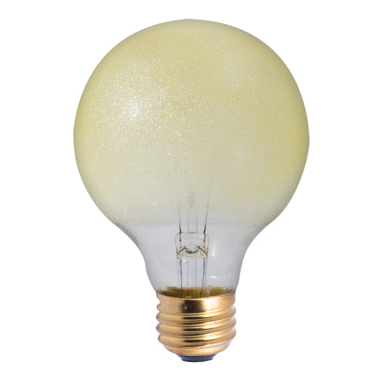 Bulbrite Incandescent Crystal Collection G25 Light Bulb with E26 base, Amber Ice