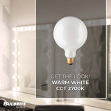 Bulbrite Incandescent G40 Medium Screw Base (E26) Light Bulb, 60 Watt, White