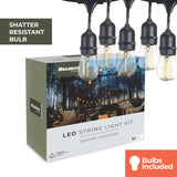 Bulbrite 30-foot String Light Kit with Clear Shatter Resistant Vintage Style S14 LED Light Bulbs