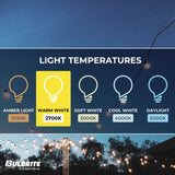 Bulbrite LED Mini 1 Watt Dimmable G16 Light Bulbs with Clear Plastic Finish and Candelabra (E12) Base - 2700K (Warm White Light), 70 Lumens